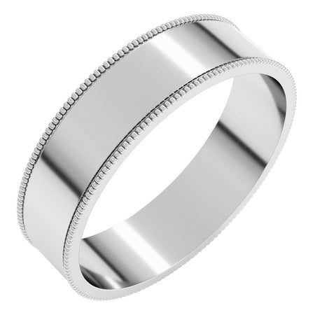 Sterling Silver 5 mm Milgrain Comfort-Fit Flat Band Size 11