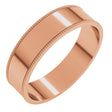10K Rose Gold 5 mm Milgrain Comfort-Fit Flat Band Size 8