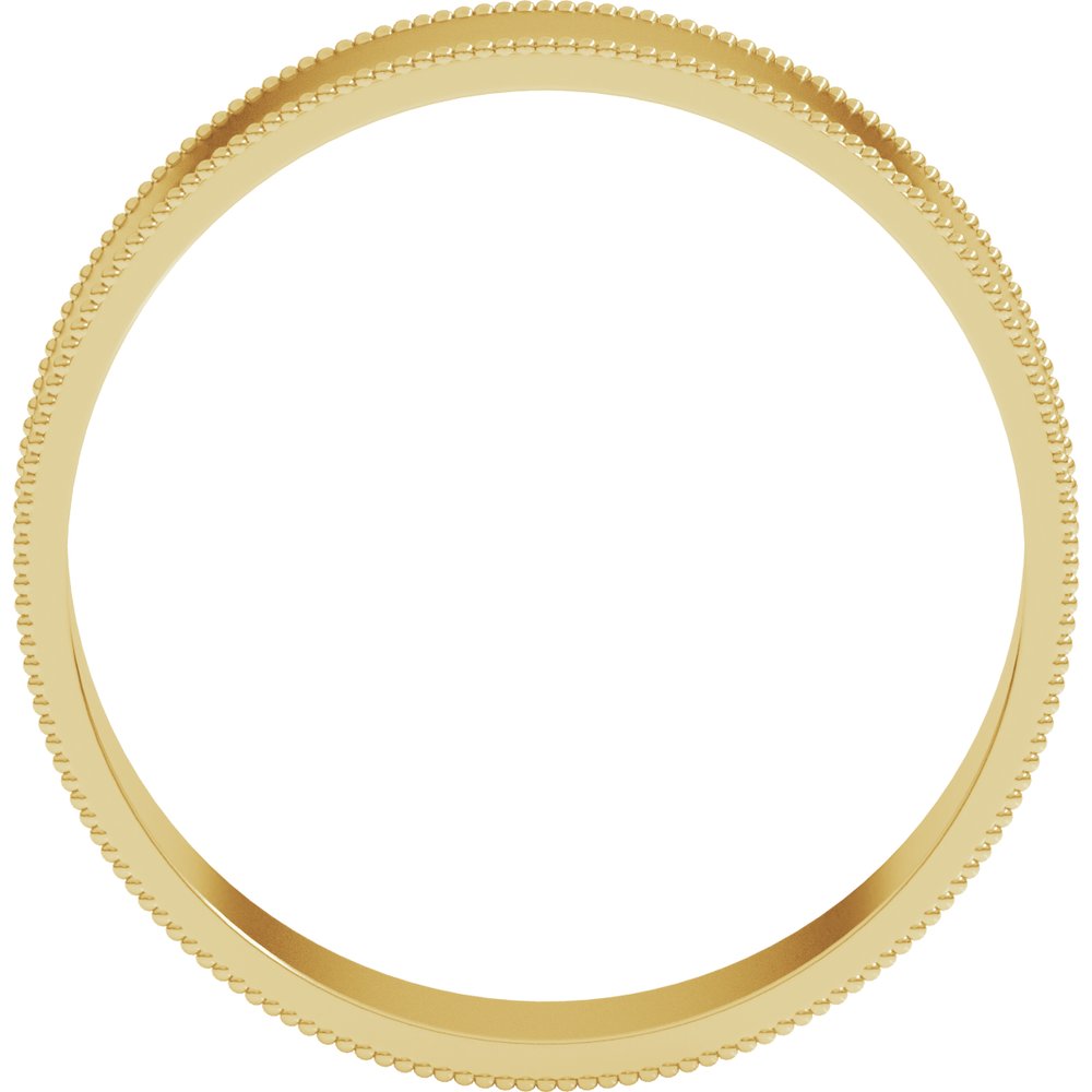 14K Yellow 5 mm Milgrain Flat Comfort Fit Band