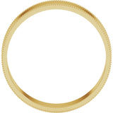 14K Yellow 5 mm Milgrain Flat Comfort Fit Band