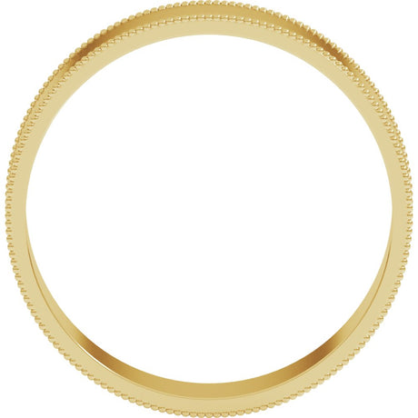 14K Yellow 5 mm Milgrain Flat Comfort Fit Band