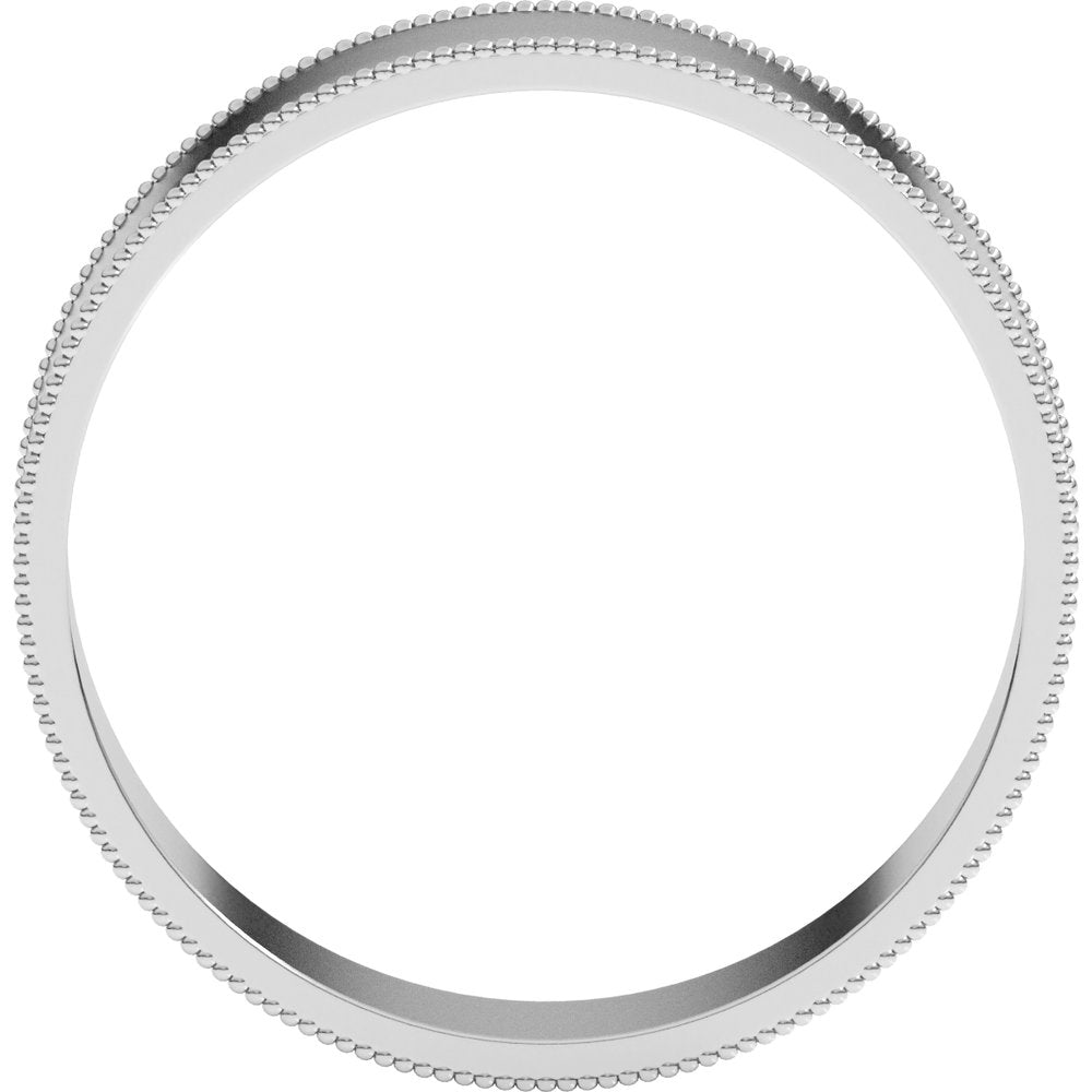 Platinum 5 mm Milgrain Comfort-Fit Flat Band Size 10.5