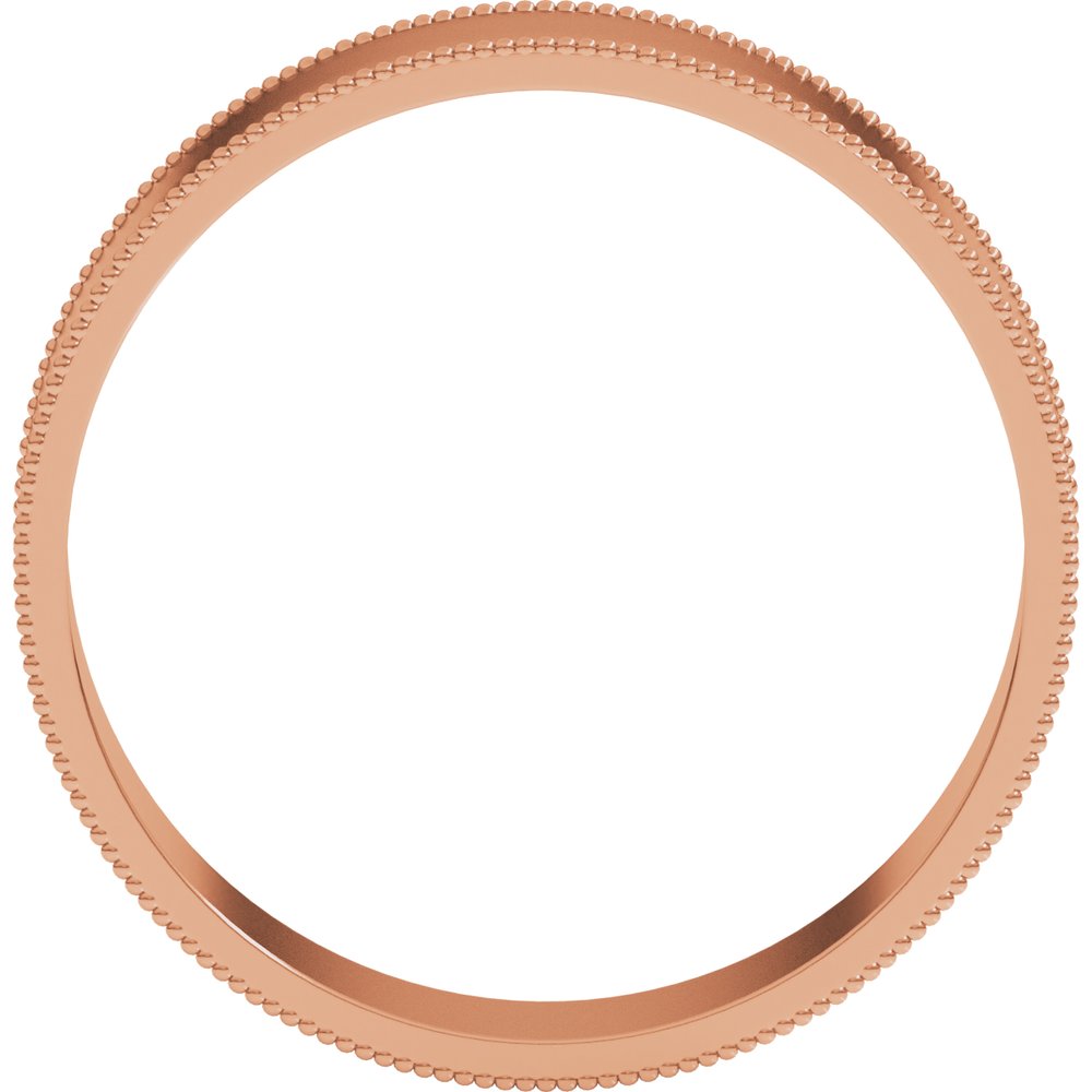 10K Rose Gold 5 mm Milgrain Comfort-Fit Flat Band Size 8