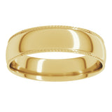 14K Yellow 5 mm Rope Comfort-Fit Half Round Band