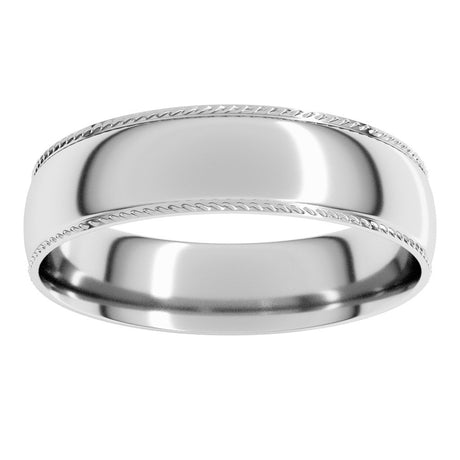 14K White 5 mm Rope Comfort-Fit Half Round Band