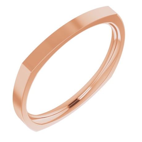 14K Rose 2 mm Comfort-Fit Square Band Size 8