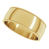 10K Yellow Gold 7 mm Lightweight Milgrain Half Round Band Size 9.5