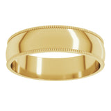14K Yellow Gold 5 mm Milgrain Comfort-Fit Half Round Band Size 5.5