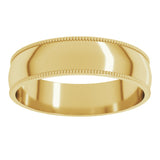 14K Yellow 5 mm Milgrain Half Round Comfort Fit Band