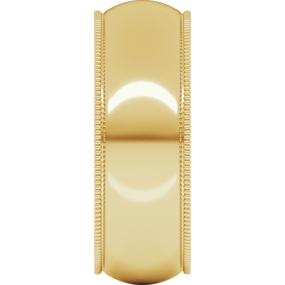 14K Yellow Gold 7 mm Lightweight Milgrain Comfort-Fit Half Round Band Size 5