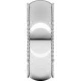 10K White 7 mm Milgrain Half Round Comfort Fit Band Size 10