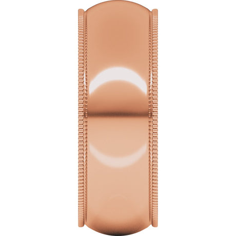 14K Rose Gold 7 mm Milgrain Comfort-Fit Half Round Band Size 9.5