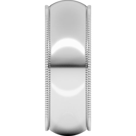 14K White Gold 7 mm Lightweight Milgrain Comfort-Fit Half Round Band Size 9.5