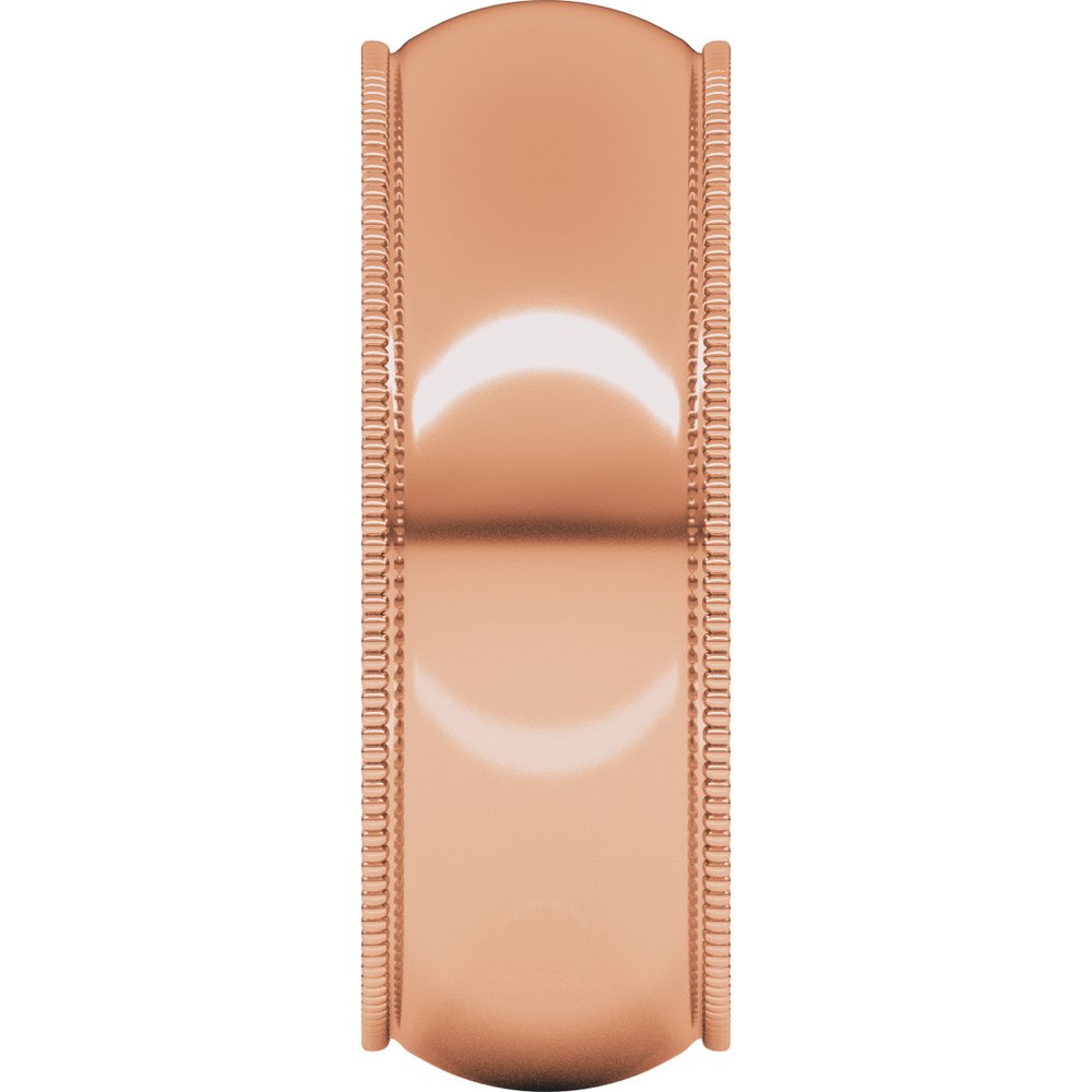 14K Rose Gold 7 mm Milgrain Comfort-Fit Half Round Band Size 9.5