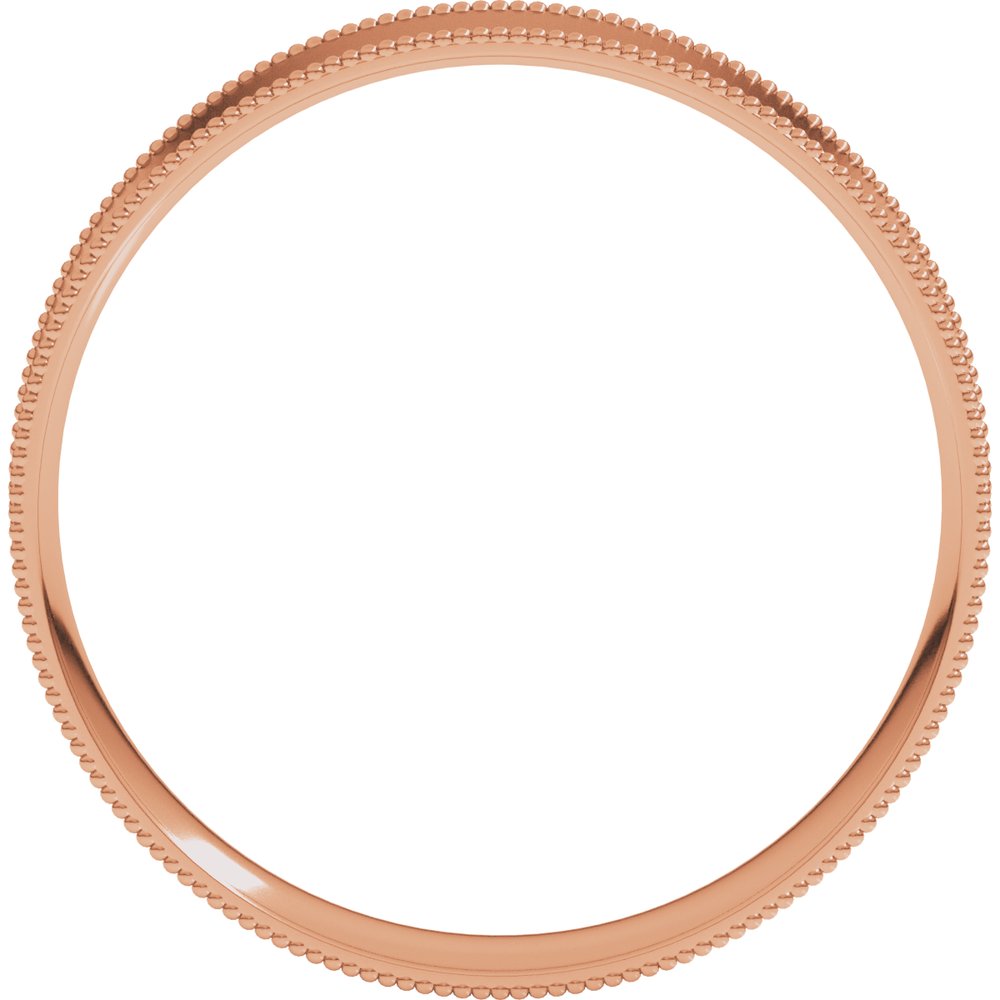 14K Rose 4 mm Milgrain Flat Comfort Fit Band Size 6