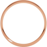 14K Rose 4 mm Milgrain Flat Comfort Fit Band Size 6