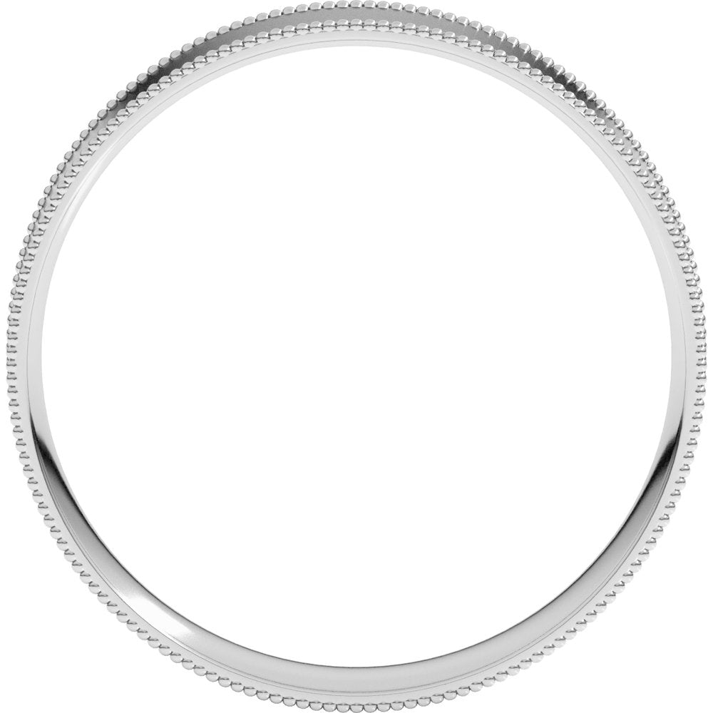 14K White 4 mm Milgrain Flat Comfort Fit Band