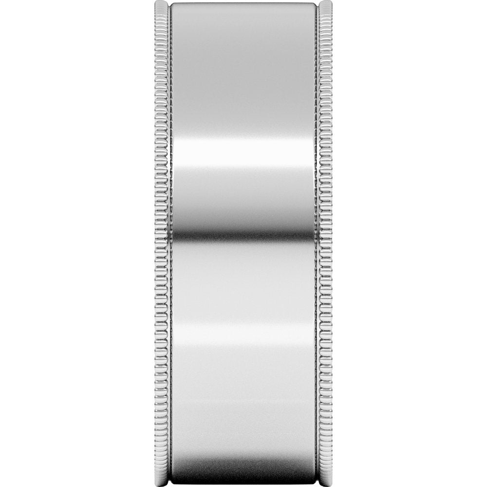 14K White Gold 7 mm Milgrain Comfort-Fit Flat Band Size 11.5
