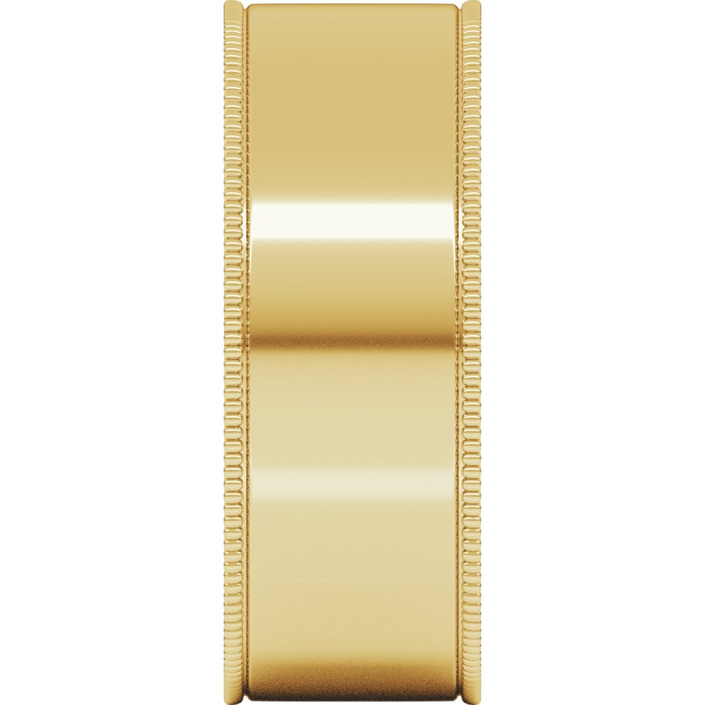 14K Yellow Gold 7 mm Milgrain Comfort-Fit Flat Band Size 7.5