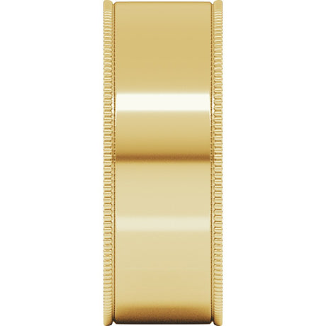 14K Yellow 7 mm Milgrain Comfort-Fit Flat Band Size 12
