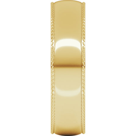 10K Yellow Gold 5 mm Rope Comfort-Fit Half Round Band Size 10