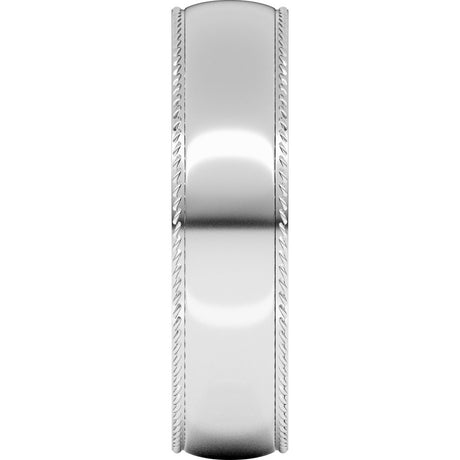 14K White Gold 5 mm Rope Comfort-Fit Half Round Band Size 7