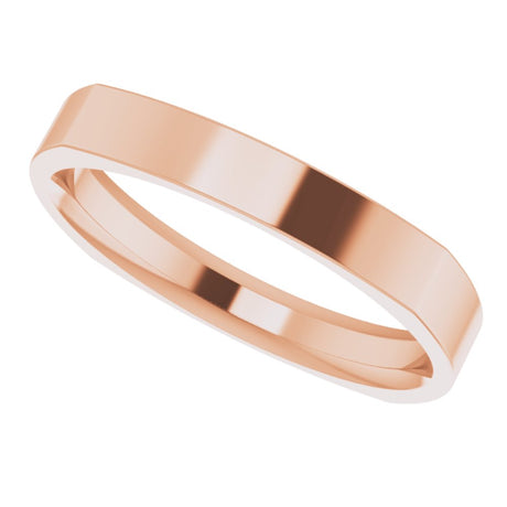 14K Rose Gold 3 mm Comfort-Fit Square Band Size 7
