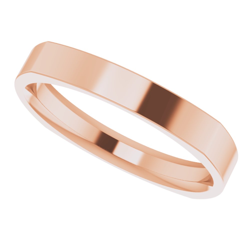 14K Rose Gold 3 mm Comfort-Fit Square Band Size 7