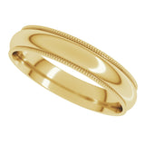 14K Yellow 4 mm Milgrain Half Round Comfort Fit Band