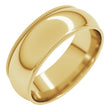 14K Yellow Gold 7 mm Lightweight Milgrain Comfort-Fit Half Round Band Size 5