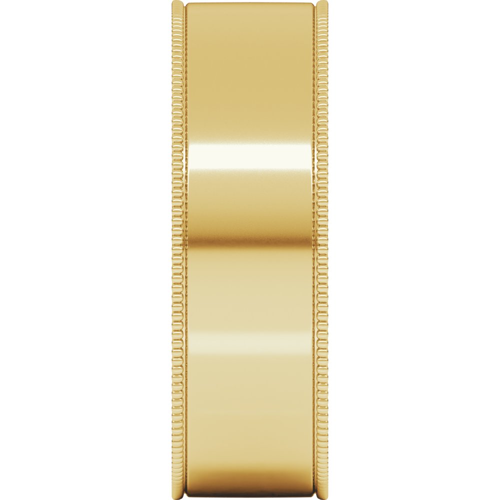14K Yellow 6 mm Milgrain Comfort-Fit Flat Band