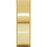 14K Yellow 6 mm Milgrain Comfort-Fit Flat Band