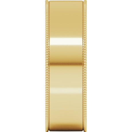 14K Yellow 6 mm Milgrain Comfort-Fit Flat Band