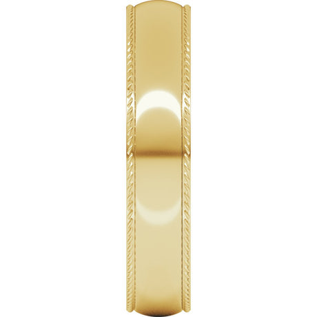 14K Yellow Gold 4 mm Rope Comfort-Fit Half Round Band Size 4.5