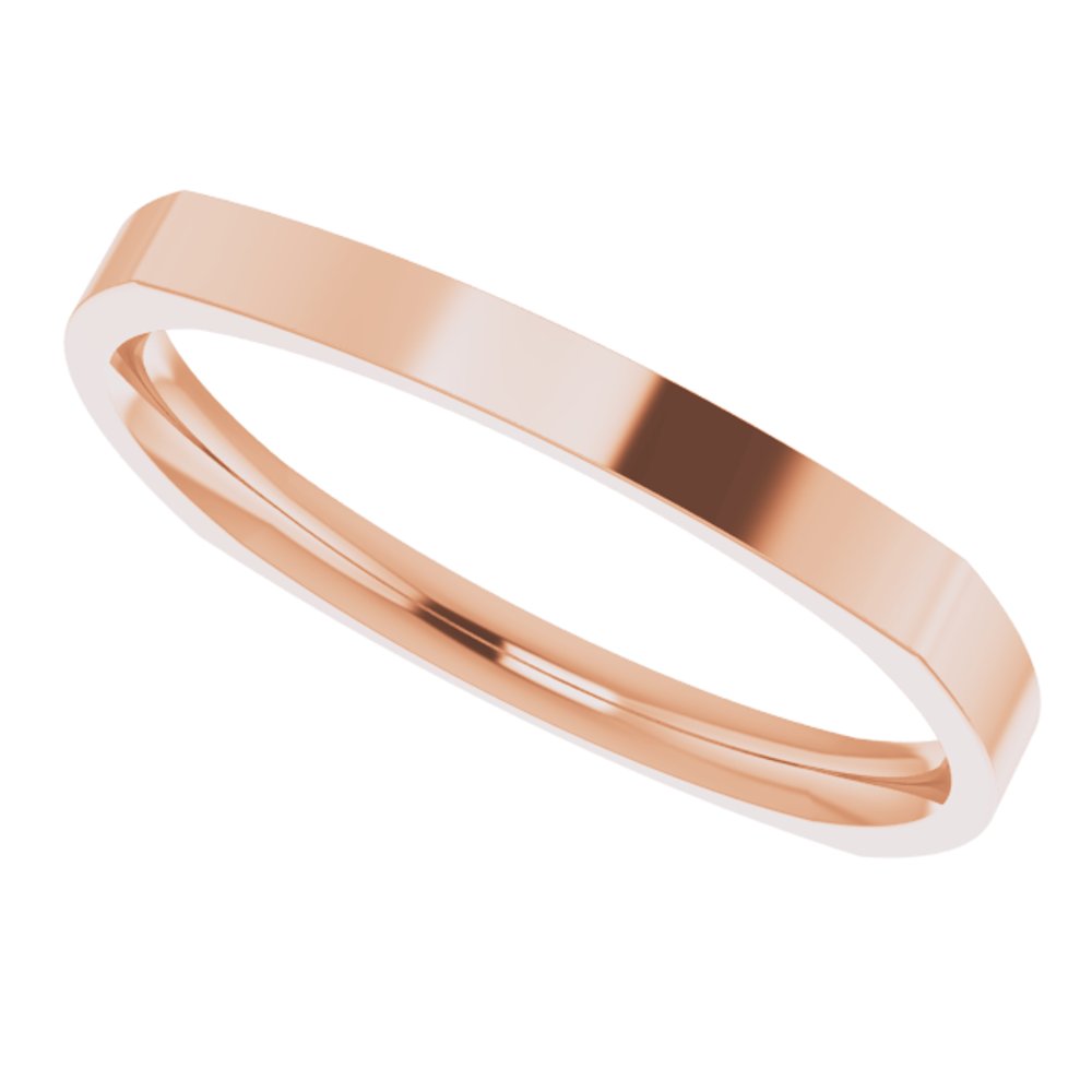 14K Rose 2 mm Comfort-Fit Square Band Size 8