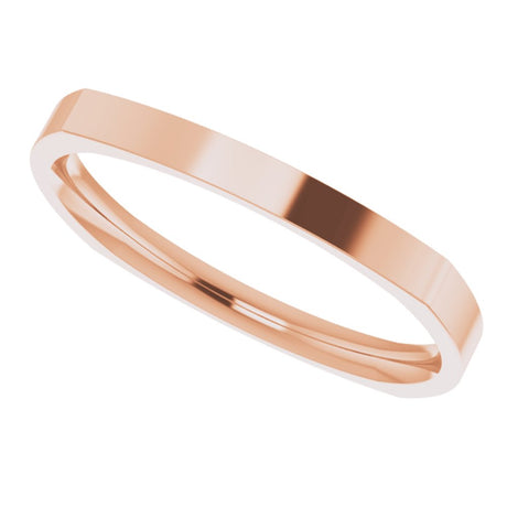 14K Rose 2 mm Comfort-Fit Square Band Size 8