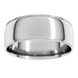 Platinum 7 mm Rope Comfort-Fit Half Round Band Size 11.5