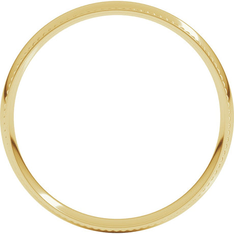 14K Yellow Gold 3 mm Rope Comfort-Fit Half Round Band Size 5