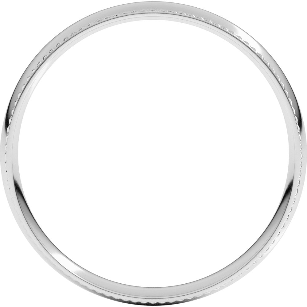 Sterling Silver 3 mm Rope Comfort-Fit Half Round Band Size 19