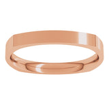 14K Rose 2.5 mm Square Comfort Fit Band Size 8