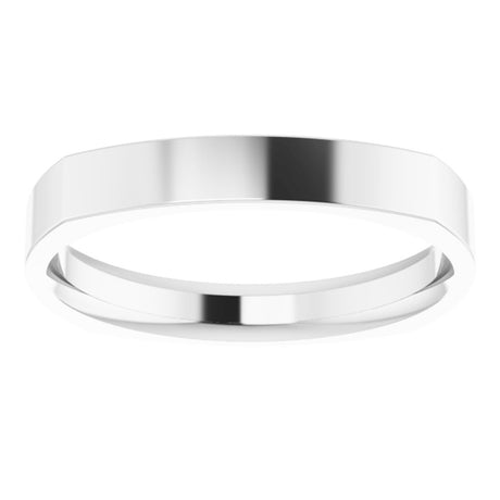 Platinum 3 mm Comfort-Fit Square Band Size 9.5