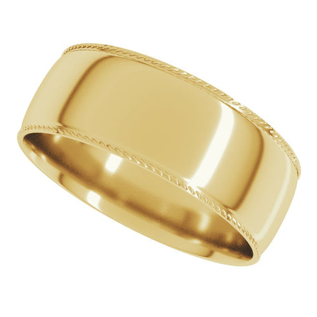 14K Yellow 7 mm Rope Comfort-Fit Half Round Band Size 9
