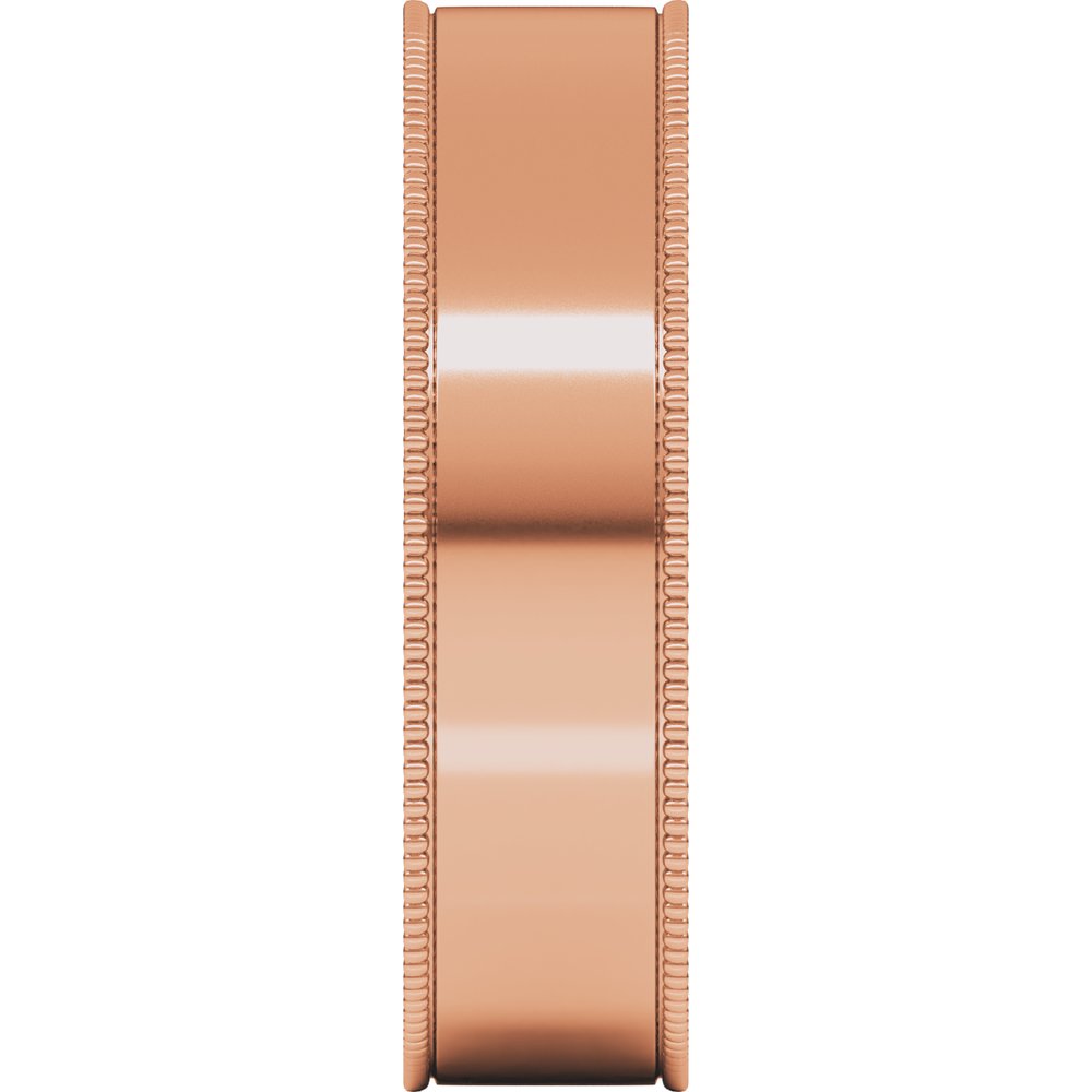 10K Rose Gold 5 mm Milgrain Comfort-Fit Flat Band Size 8