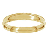 14K Yellow Gold 3 mm Rope Comfort-Fit Half Round Band Size 5