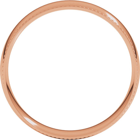 14K Rose Gold 5 mm Rope Comfort-Fit Half Round Band Size 10.5