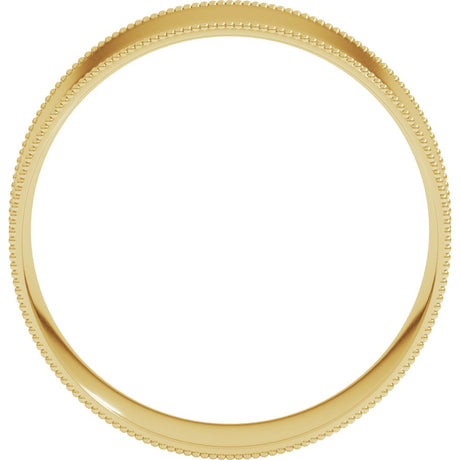 10K Yellow Gold 7 mm Milgrain Comfort-Fit Flat Band Size 11