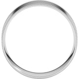 14K White Gold 7 mm Milgrain Comfort-Fit Flat Band Size 11.5