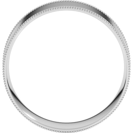 14K White Gold 7 mm Milgrain Comfort-Fit Flat Band Size 11.5