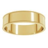 14K Yellow 5 mm Milgrain Flat Comfort Fit Band