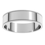 Sterling Silver 5 mm Milgrain Comfort-Fit Flat Band Size 11